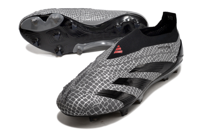Adidas Predator+ 24 Elite Laceless FG Low-Tops Football Boots - Grey/Black/Red