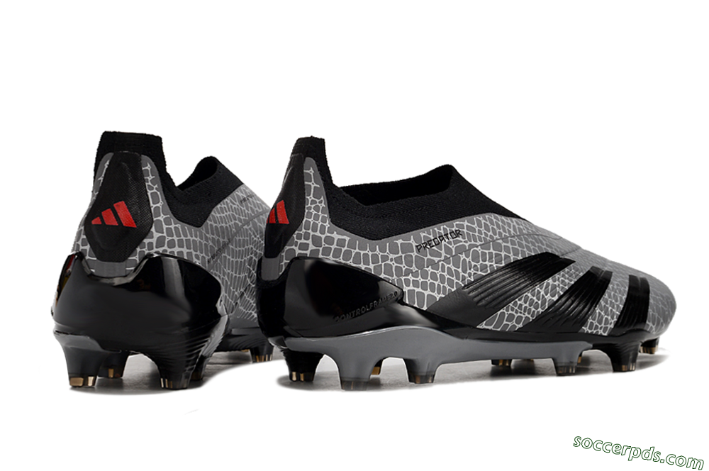 Adidas Predator+ 24 Elite Laceless FG Low-Tops Football Boots - Grey/Black/Red 6