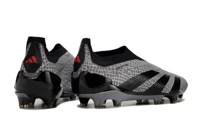 Adidas Predator+ 24 Elite Laceless FG Low-Tops Football Boots - Grey/Black/Red