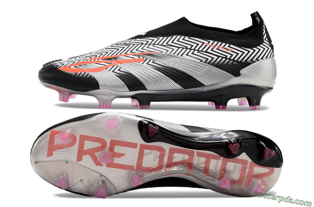 Adidas Predator+ 24 Elite Laceless FG Low-Tops Football Boots - White/Black/Silver 0