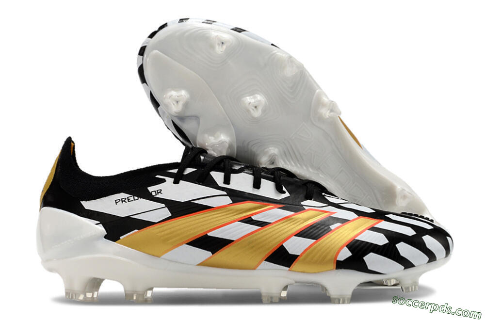 Adidas Predator 24 Elite FG Low-Tops Football Boots - White/Black/Gold 1