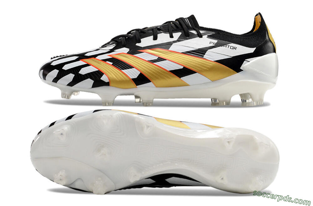Adidas Predator 24 Elite FG Low-Tops Football Boots - White/Black/Gold 0