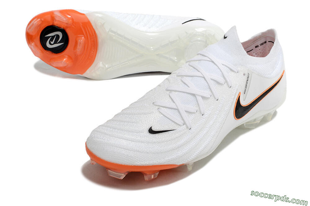Nike Phantom Luna Elite NU FG Low-Tops Football Boots - White/Black/Orange 3