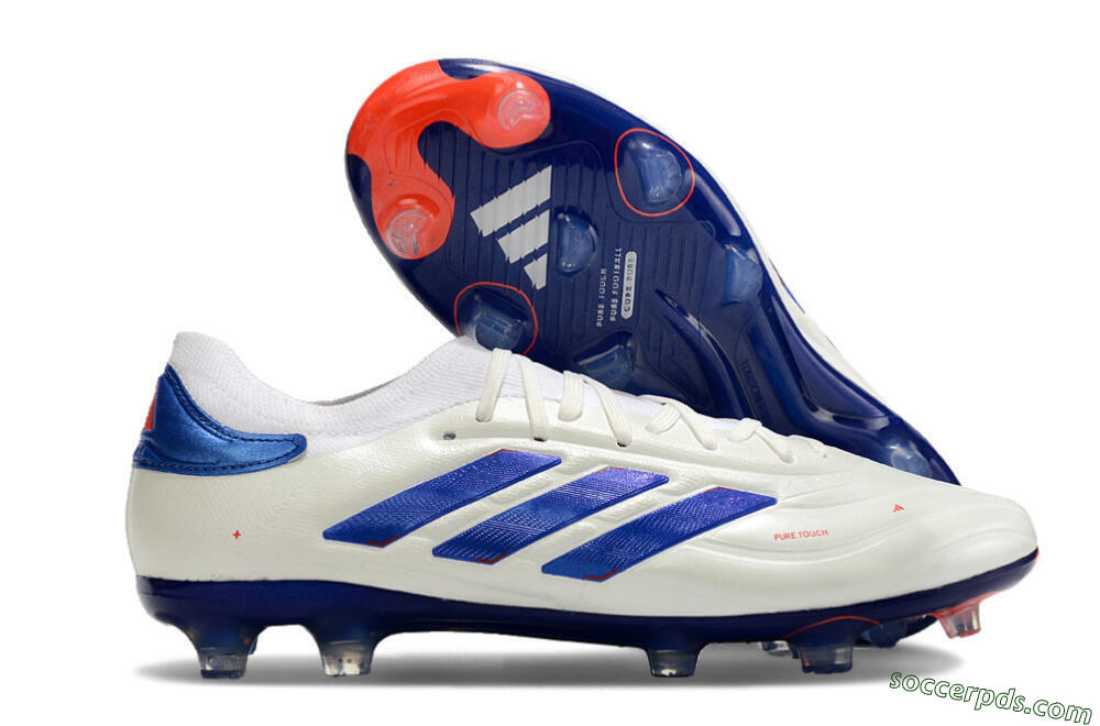 Adidas Copa Pure 2+ FG Low-Tops Football Boots - White/Blue/Red 1