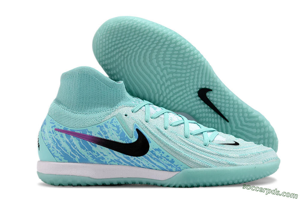 Nike Phantom Luna Elite NU IC High-Tops Football Shoes - Jade/Black/Purple 1