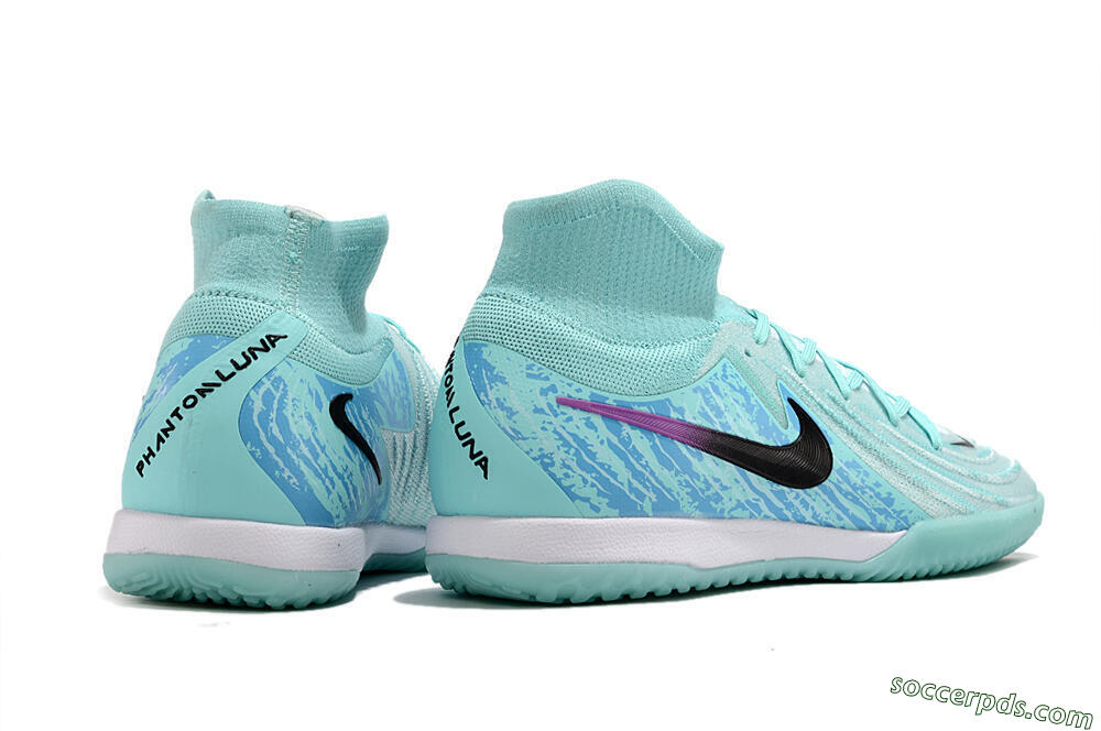 Nike Phantom Luna Elite NU IC High-Tops Football Shoes - Jade/Black/Purple 6