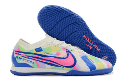 Nike Air Zoom Mercurial Vapor 15 Elite IC Low-Tops Football Shoes - White/Blue/Pink/Yellow