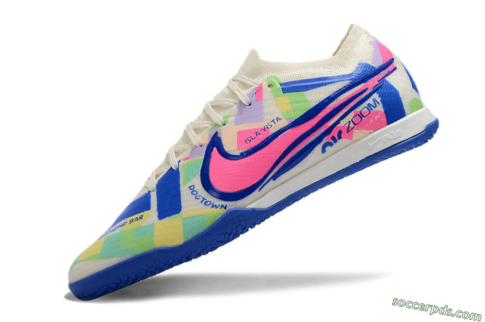 Nike Air Zoom Mercurial Vapor 15 Elite IC Low-Tops Football Shoes - White/Blue/Pink/Yellow 5