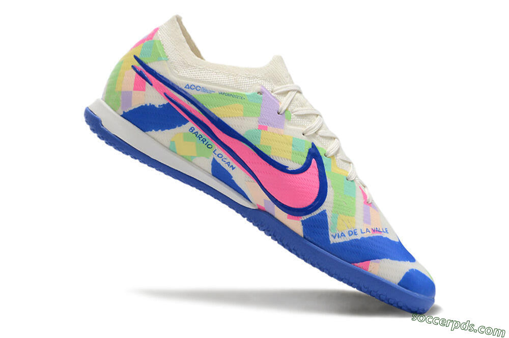 Nike Air Zoom Mercurial Vapor 15 Elite IC Low-Tops Football Shoes - White/Blue/Pink/Yellow 4