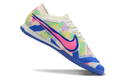 Nike Air Zoom Mercurial Vapor 15 Elite IC Low-Tops Football Shoes - White/Blue/Pink/Yellow