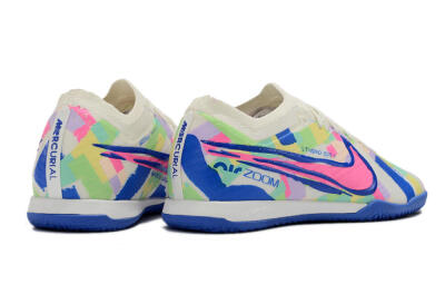 Nike Air Zoom Mercurial Vapor 15 Elite IC Low-Tops Football Shoes - White/Blue/Pink/Yellow