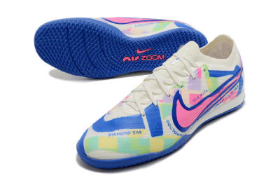 Nike Air Zoom Mercurial Vapor 15 Elite IC Low-Tops Football Shoes - White/Blue/Pink/Yellow