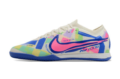 Nike Air Zoom Mercurial Vapor 15 Elite IC Low-Tops Football Shoes - White/Blue/Pink/Yellow