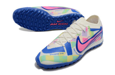 Nike Air Zoom Mercurial Vapor 15 Elite TF Low-Tops Football Shoes - White/Blue/Pink/Yellow