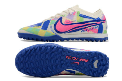 Nike Air Zoom Mercurial Vapor 15 Elite TF Low-Tops Football Shoes - White/Blue/Pink/Yellow