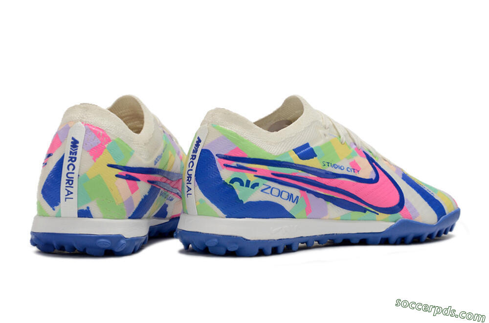 Nike Air Zoom Mercurial Vapor 15 Elite TF Low-Tops Football Shoes - White/Blue/Pink/Yellow 6