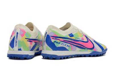 Nike Air Zoom Mercurial Vapor 15 Elite TF Low-Tops Football Shoes - White/Blue/Pink/Yellow