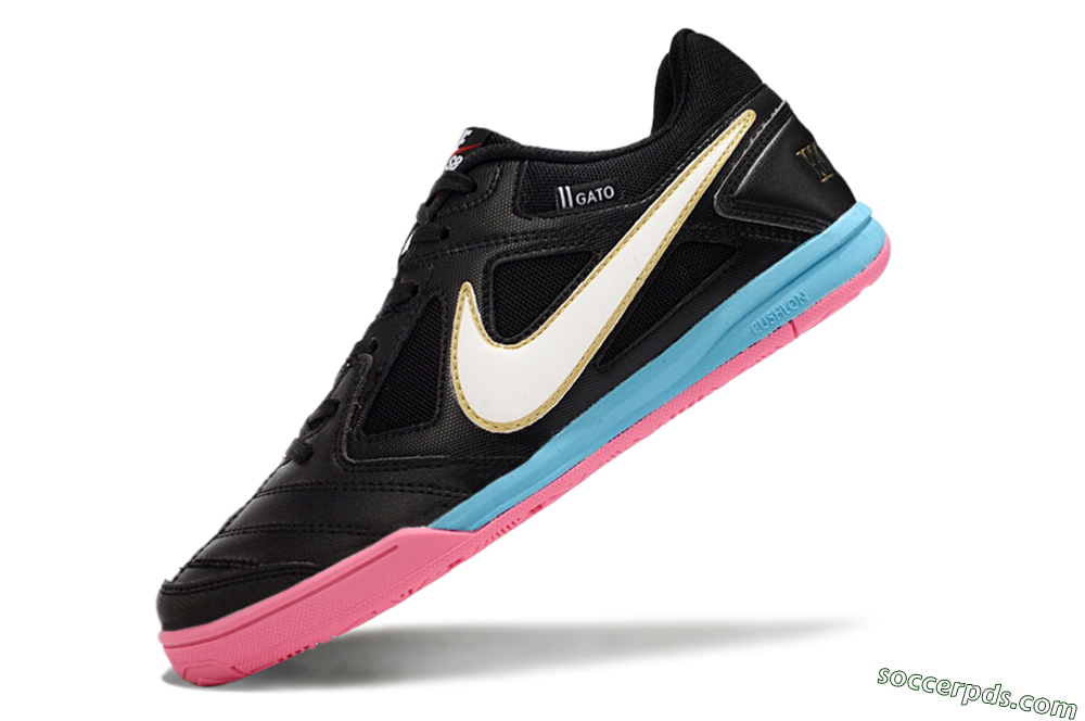 Supre x Nike SB Gato IC Low-Tops Football Shoes - Black/White/Blue/Pink 5