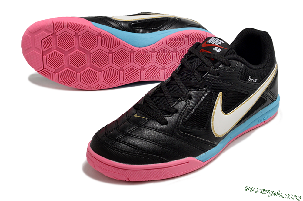 Supre x Nike SB Gato IC Low-Tops Football Shoes - Black/White/Blue/Pink 3