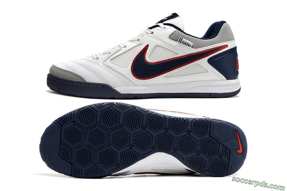 Supre x Nike SB Gato IC Low-Tops Football Shoes - White/Black/Red/Blue 0