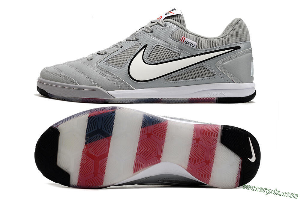 Supre x Nike SB Gato IC Low-Tops Football Shoes - Grey/White/Red/Black 0