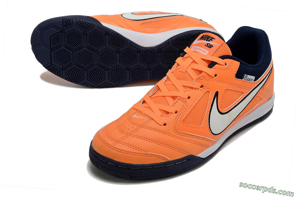 Supre x Nike SB Gato IC Low-Tops Football Shoes - Orange/White/Blue 3