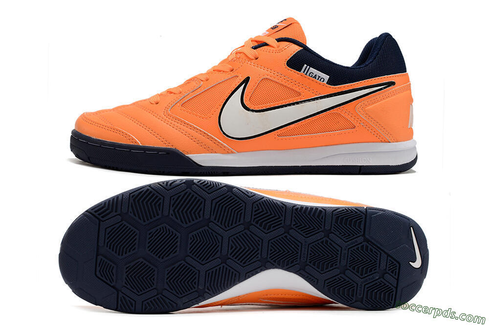 Supre x Nike SB Gato IC Low-Tops Football Shoes - Orange/White/Blue 0