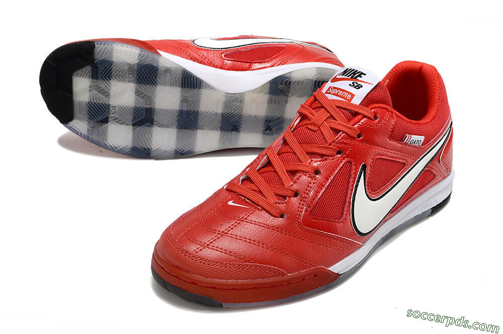 Supre x Nike SB Gato IC Low-Tops Football Shoes - Red/White/Black 3