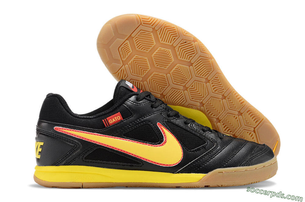 Supre x Nike SB Gato IC Low-Tops Football Shoes - Black/Yellow/Red 1