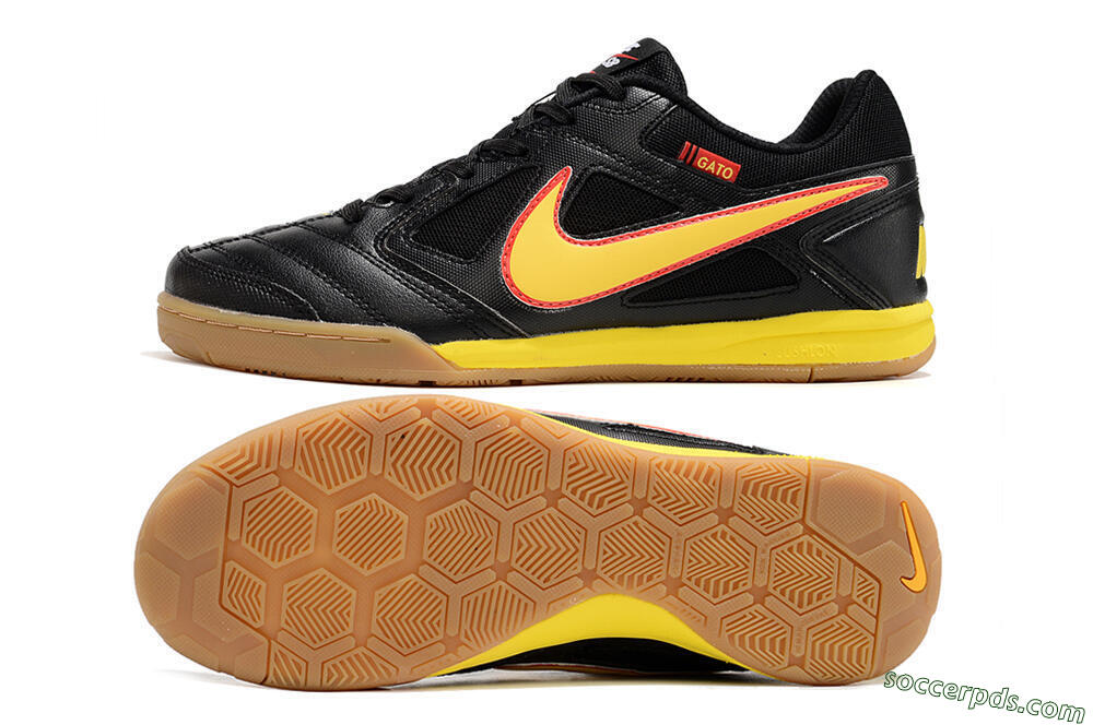 Supre x Nike SB Gato IC Low-Tops Football Shoes - Black/Yellow/Red 0