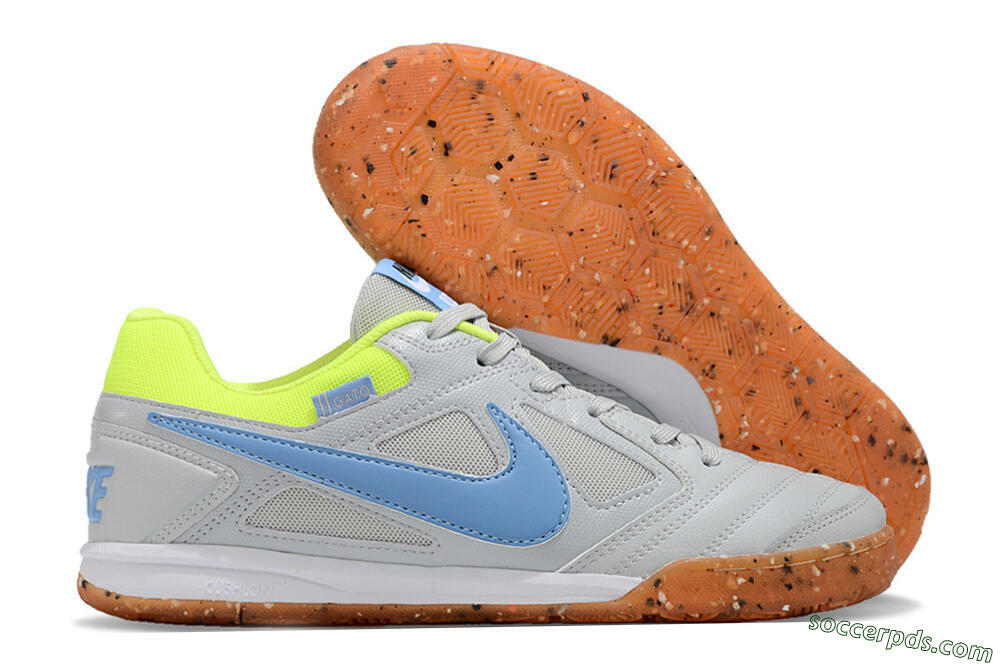 Supre x Nike SB Gato IC Low-Tops Football Shoes - Grey/Blue/Yellow 1