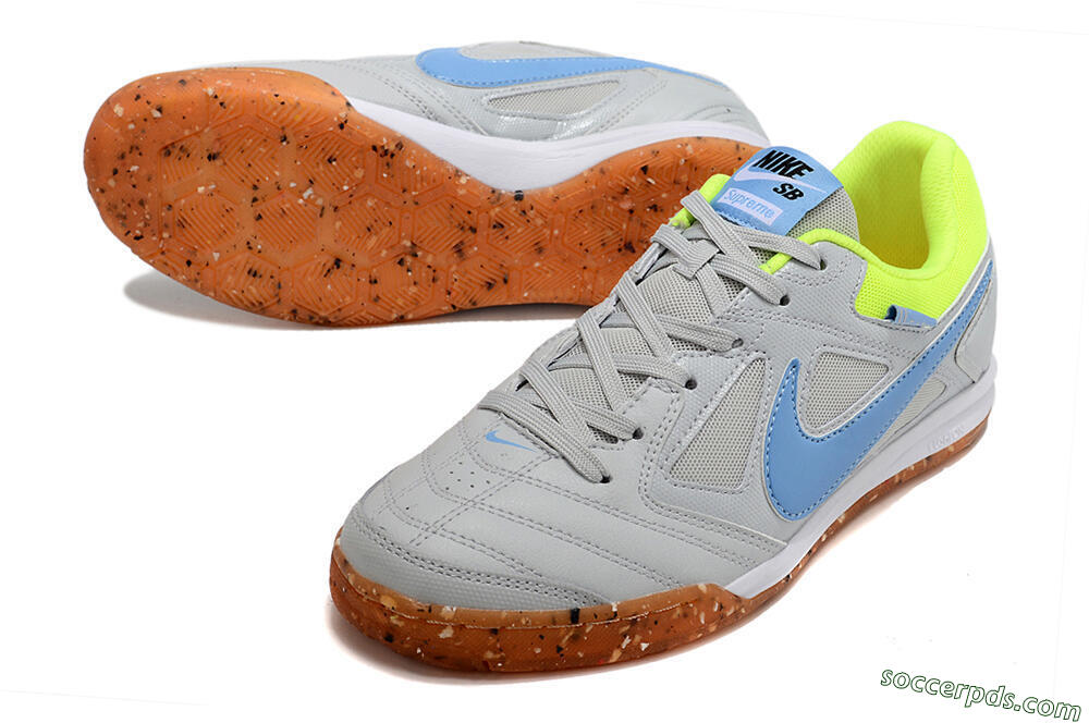 Supre x Nike SB Gato IC Low-Tops Football Shoes - Grey/Blue/Yellow 3