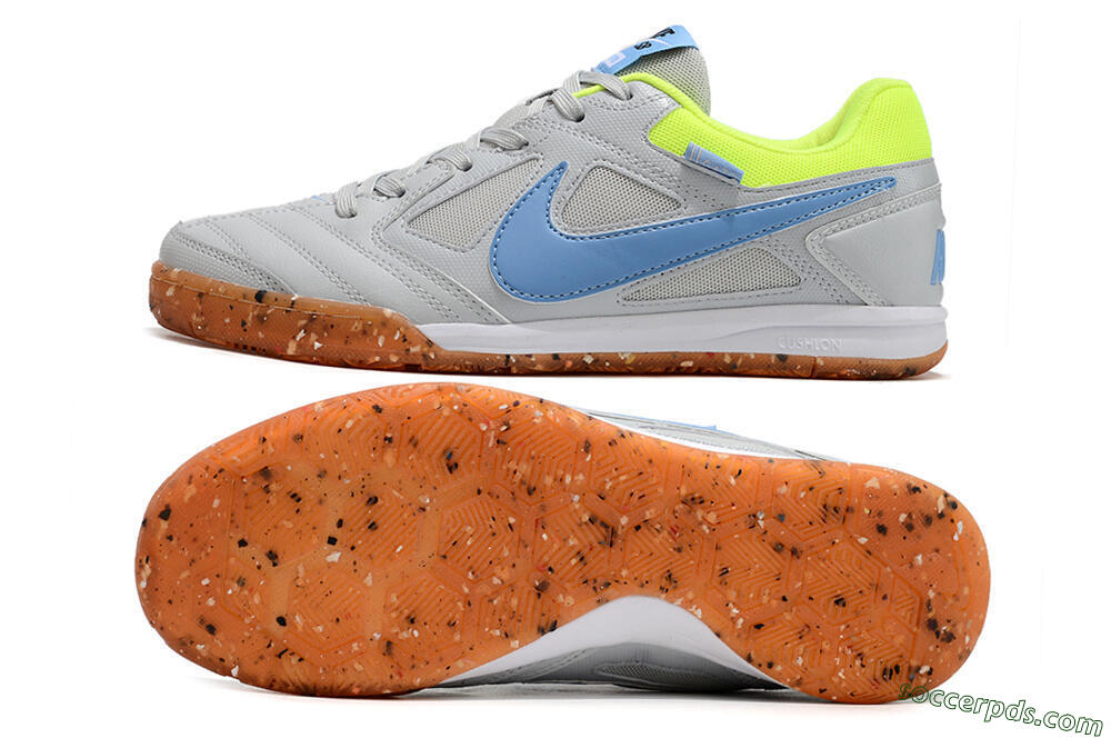 Supre x Nike SB Gato IC Low-Tops Football Shoes - Grey/Blue/Yellow 0