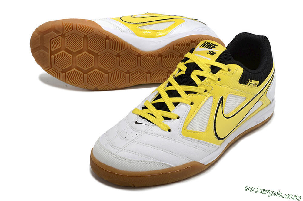 Supre x Nike SB Gato IC Low-Tops Football Shoes - White/Yellow/Black 3