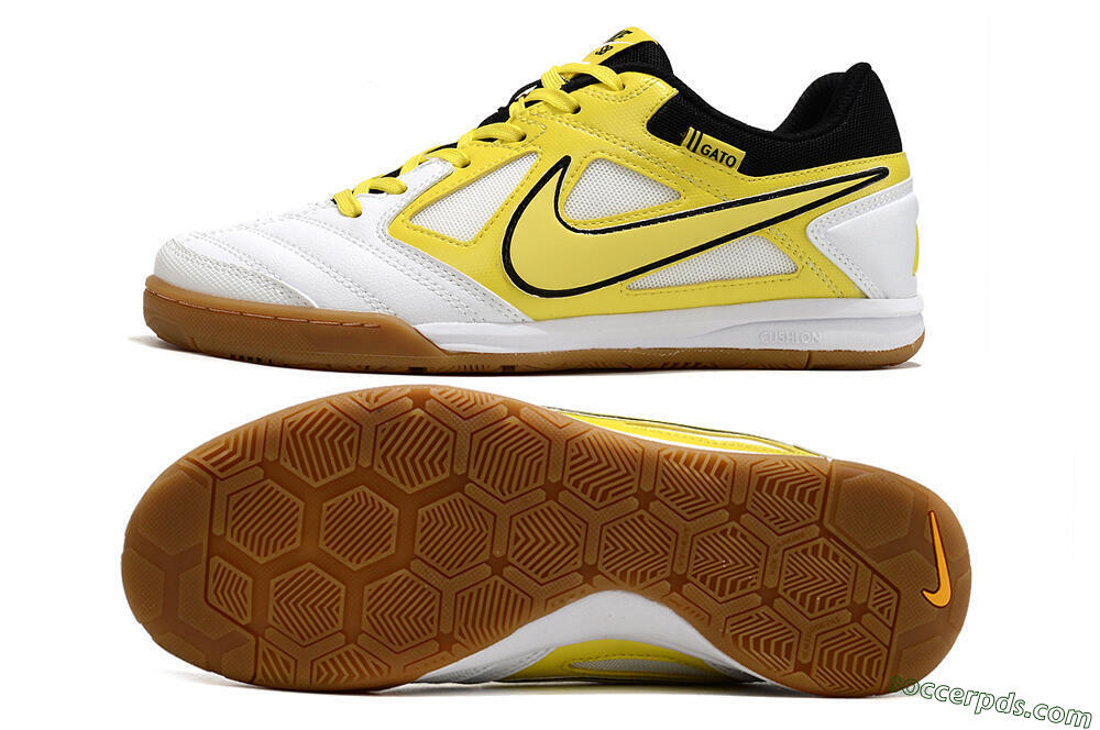 Supre x Nike SB Gato IC Low-Tops Football Shoes - White/Yellow/Black 0