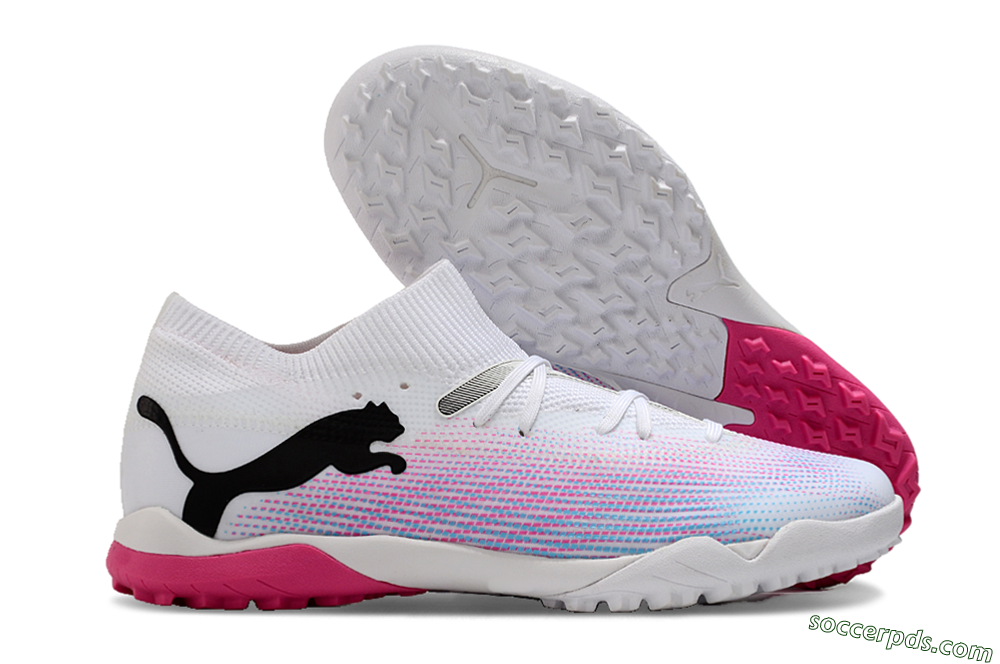 Puma Future Ultimate TF Low-Tops Football Shoes - White/Pink/Blue/Black 1