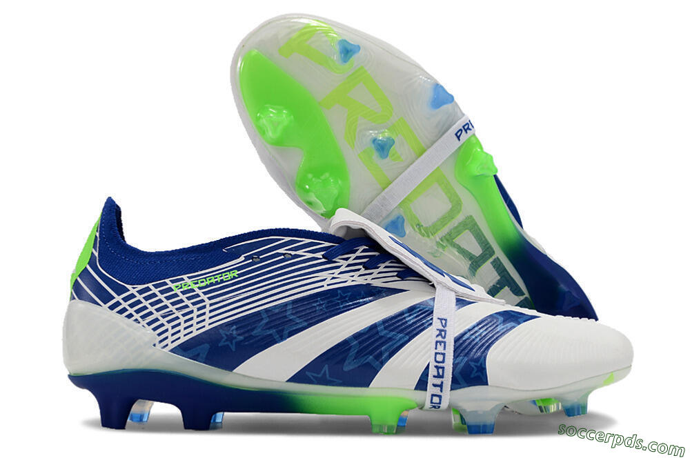 Adidas Predator Elite Foldover Tongue FG Low-Tops Football Boots - White/Blue/Green 1