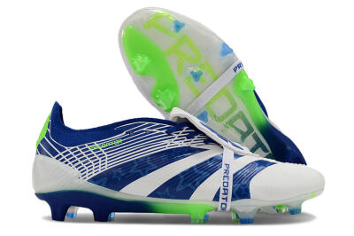 Adidas Predator Elite Foldover Tongue FG Low-Tops Football Boots - White/Blue/Green