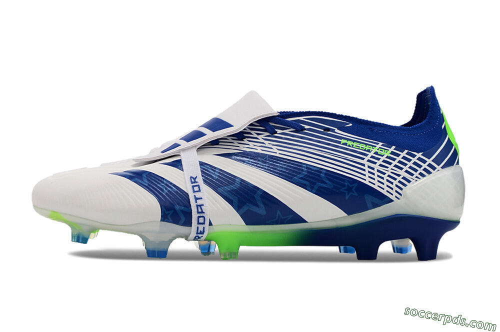Adidas Predator Elite Foldover Tongue FG Low-Tops Football Boots - White/Blue/Green 2