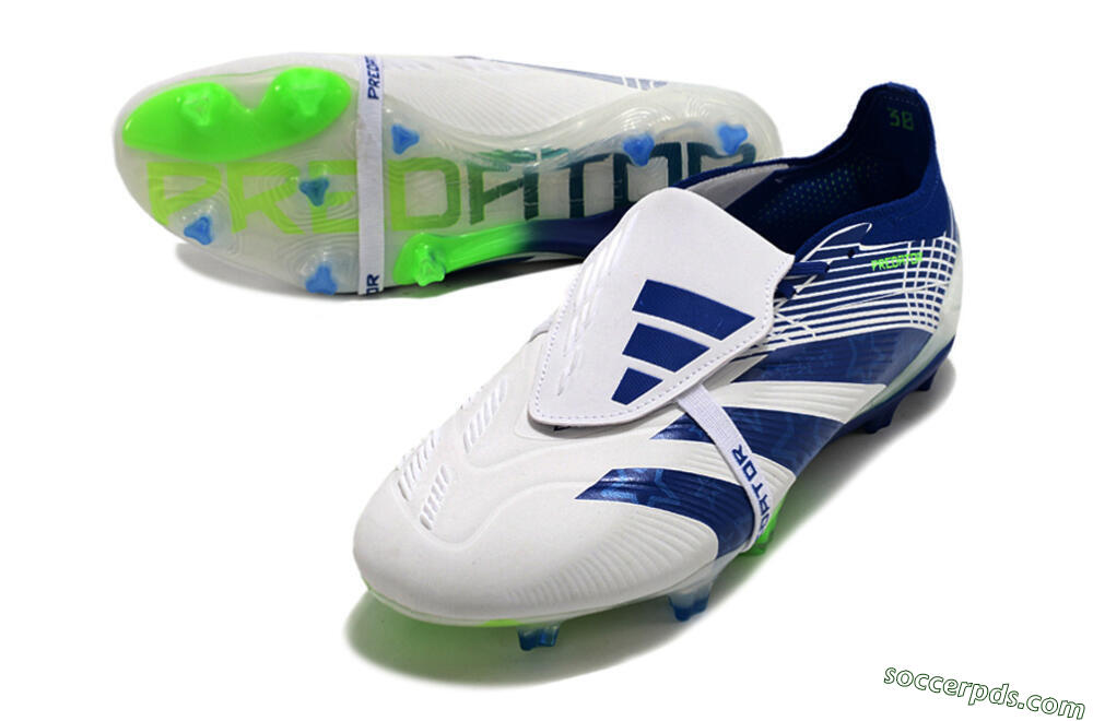 Adidas Predator Elite Foldover Tongue FG Low-Tops Football Boots - White/Blue/Green 3