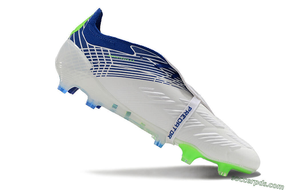 Adidas Predator Elite Foldover Tongue FG Low-Tops Football Boots - White/Blue/Green 4
