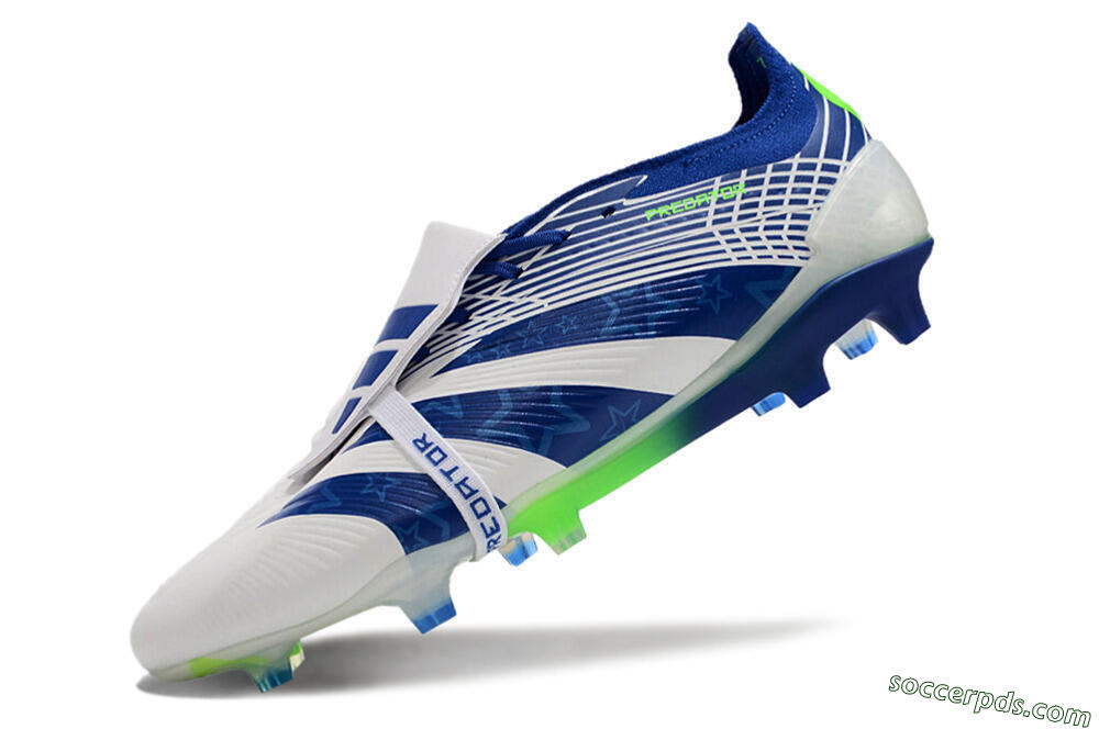 Adidas Predator Elite Foldover Tongue FG Low-Tops Football Boots - White/Blue/Green 5