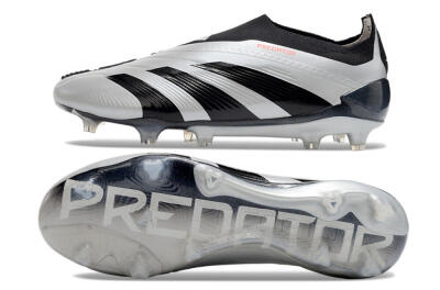 Adidas Predator Accuracy+ Laceless FG High-Tops Football Boots - Silver/Black