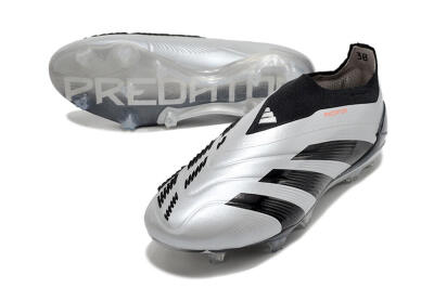 Adidas Predator Accuracy+ Laceless FG High-Tops Football Boots - Silver/Black