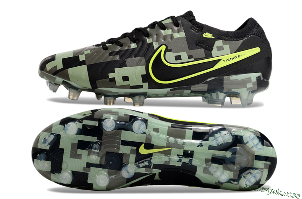 Nike Tiempo Legend 10 Elite FG Low-Tops Football Boots - Black/Yellow/Camo 0
