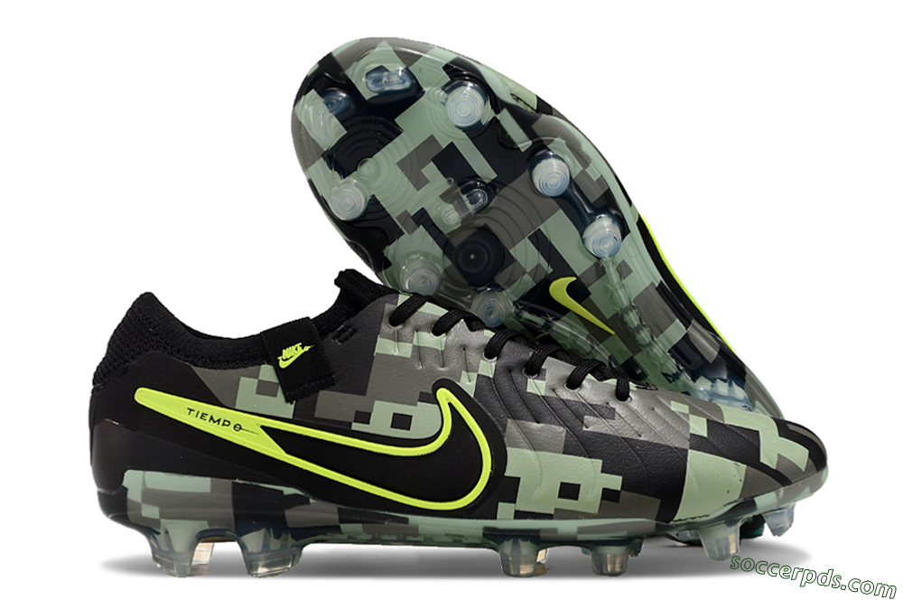Nike Tiempo Legend 10 Elite FG Low-Tops Football Boots - Black/Yellow/Camo 1