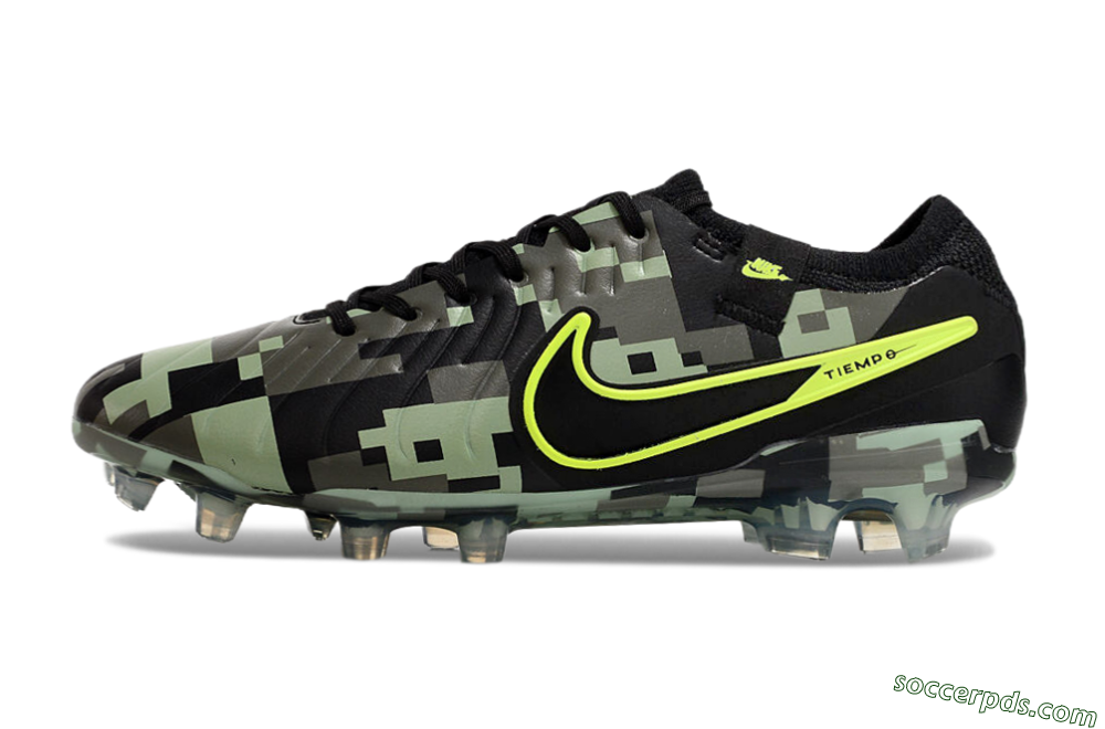 Nike Tiempo Legend 10 Elite FG Low-Tops Football Boots - Black/Yellow/Camo 2