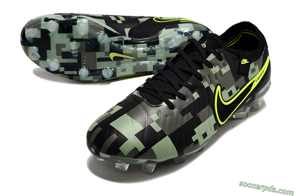 Nike Tiempo Legend 10 Elite FG Low-Tops Football Boots - Black/Yellow/Camo 3