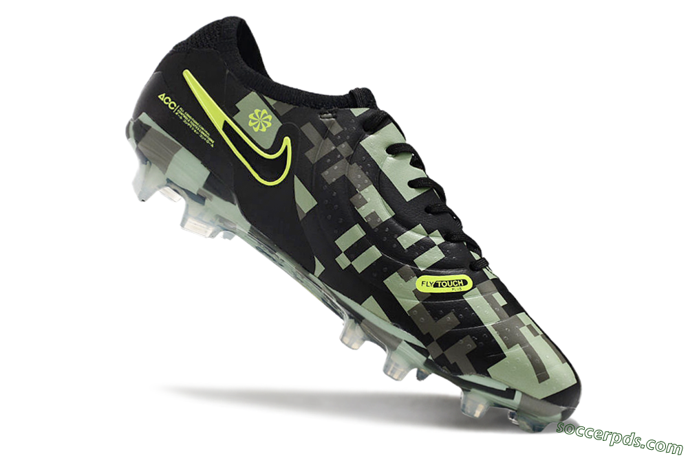 Nike Tiempo Legend 10 Elite FG Low-Tops Football Boots - Black/Yellow/Camo 4