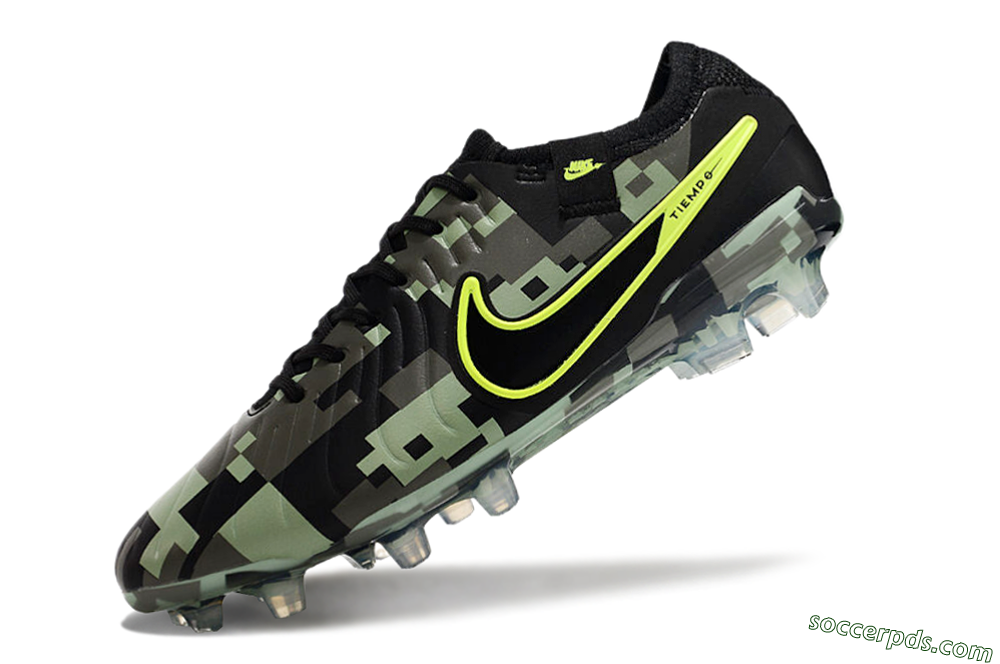 Nike Tiempo Legend 10 Elite FG Low-Tops Football Boots - Black/Yellow/Camo 5